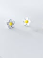 thumb 925 Sterling Silver With Platinum Plated Cute Flower Stud Earrings 4