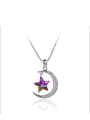 thumb Copper Alloy White Gold Plated Trendy Star Moon Crystal Necklace 0