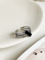 thumb 925 Sterling Silver With Antique Silver Plated Vintage Square Midi Rings 2