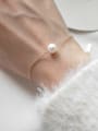 thumb Pure silver synthetic pearl simple line Bracelet 1
