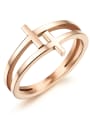 thumb Stainless Steel With Rose Gold Plated Fashion Cross Rings 0
