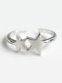 thumb Fashion Double Star Smooth Silver Opening Ring 0
