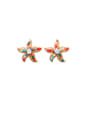 thumb Alloy With  Artificial Pearl  Bohemia Colorful Sea Star Round Stud Earrings 0