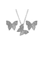 thumb Copper With Cubic Zirconia Cute Butterfly Pendant Earrings And Necklaces  2 Piece Jewelry Set 2