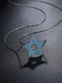 thumb Copper inlay AAA zircon blue five-pointed star necklace 0