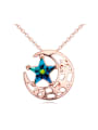 thumb Fashion Rose Gold Plated Moon austrian Crystal Star Alloy Necklace 0