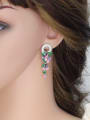 thumb Colorful Flower-shape Zircons White Gold Plated Drop Earrings 3