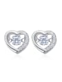 thumb Fashion Hollow Heart Cubic Rotational Zircon 925 Silver Stud Earrings 0