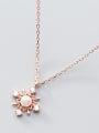 thumb Christmas jewelry:Sterling silver zricon snowflake synthetic opal necklace 2