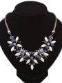 thumb Exaggerated Colorful Stones-covered Flowery Alloy Necklace 2