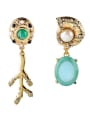 thumb Alloy Semi- Precious Stones Asymmetrical drop earring 0