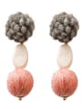 thumb Alloy With  Plush Flower  Simplistic  Wool Ball  Drop Earrings 1