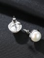 thumb Sterling Silver  round Freshwater Pearl Stud Earrings 2