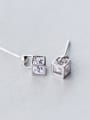 thumb S925 Tremella nail Mori sweet female diamond love Rubik's cube short ear E3003 cuff earring 2