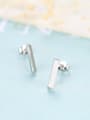 thumb 925 Sterling Silver With Glossy Simplistic Geometric Stud Earrings 2