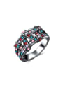 thumb Colorful Black Gun Plated Crystal Knitted Ring 0