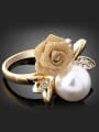 thumb Fashion Noble style Flower Artificial Pearl Gold Plated Alloy Ring 2