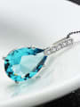 thumb S925 Silver Blue Shining Crystal Elegant Pendant 1