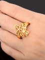 thumb Exquisite Hollow Flower Shaped 24K Gold Plated Copper Ring 2