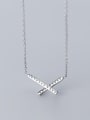 thumb 925 Sterling Silver With Silver Plated Simplistic x-letter Necklaces 1
