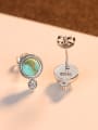 thumb 925 Sterling Silver With Turquoise Vintage Sliver Round Stud Earrings 2