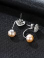 thumb Sterling Silver with AAA zircon and natural pearl earrings 2