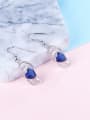 thumb Women Blue Heart Shaped Glass Bead Stud Earrings 2