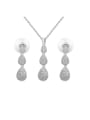 thumb Copper With Cubic Zirconia  Delicate Water Drop Earrings And Necklaces 2 Piece Jewelry Set 1