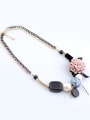 thumb Retro style Cloth Flower Wood Geometries Alloy Necklace 3