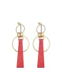 thumb Retro style Hollow Round Red Wood Drop Earrings 0