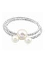 thumb Simple White Imitation Pearls Tiny Cubic Crystals-studded Alloy Bangle 0