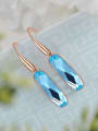 thumb Blue Oval Shaped Austria Crystal Stud Earrings 1