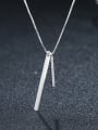 thumb 925 Sterling Silver With Platinum Plated Simplistic Strip Necklaces 0
