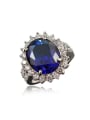 thumb Blue Oval Shaped Platinum Plated 4A Zircon Ring 0