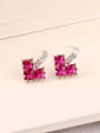 thumb Qing Xing Square Red Corundum Exclusive Customization Cluster earring 0