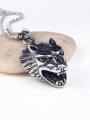 thumb Stainless Steel With Antique Silver Plated Personality head of a wolf Necklaces 2