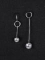 thumb Simple Bead Silver Drop Earrings 0