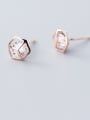 thumb 925 Sterling Silver With Cubic Zirconia Simplistic Geometric Stud Earrings 0