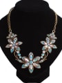thumb Classical Gold Plated Rhinestones-covered Flowers Alloy Necklace 1