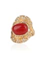 thumb Retro Noble style Red Resin stone White Crystals Gold Plated Ring 0