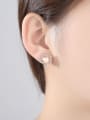 thumb Sterling Silver AAA zircon natural freshwater pearl earrings 1