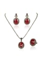 thumb Retro style Red Oval Resin stones Alloy Three Pieces Jewelry Set 0