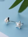 thumb Trendy Star Shaped Artificial Pearl Silver Stud Earrings 0