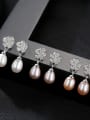 thumb Sterling silver micro-set AAA zircon 8-9mm natural pearl earrings 2