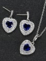 thumb Heart Shaped Zircon earring Necklace Jewelry Set 3