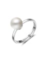 thumb Simple White Imitation Pearl Copper Ring 0