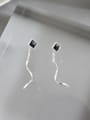 thumb 925 Sterling Silver With Silver Plated Personality Rotating waves Threader Earrings 2
