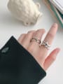 thumb 925 Sterling Silver With Antique Silver Plated Vintage Interlacing winding Square free size  Rings 2