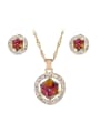 thumb Fashion Glass stones White Rhinestones Gold Plated Alloy Two Pieces Jewelry Set 0