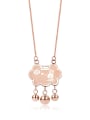 thumb Chinese Wind Lock Stainless Steel Rose Gold Rabbit Necklace 0